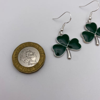 Green Three Leaf Clover Earrings