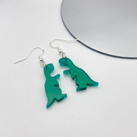 Green Dinosaur Earrings