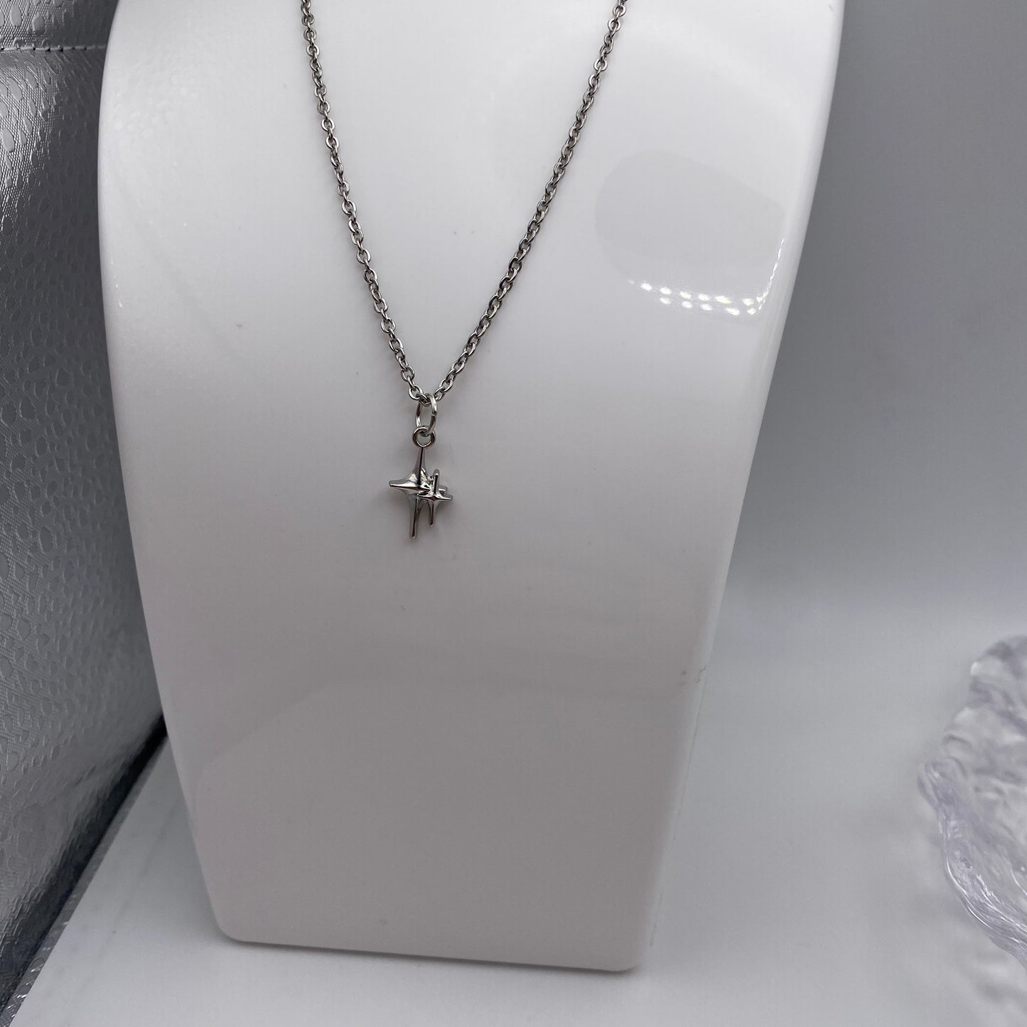 Silver Double Stars Necklace