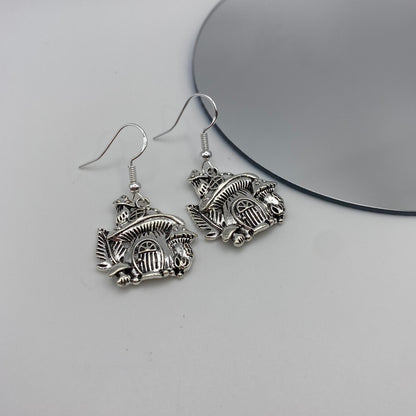 Mushroom Toadstool House Earrings