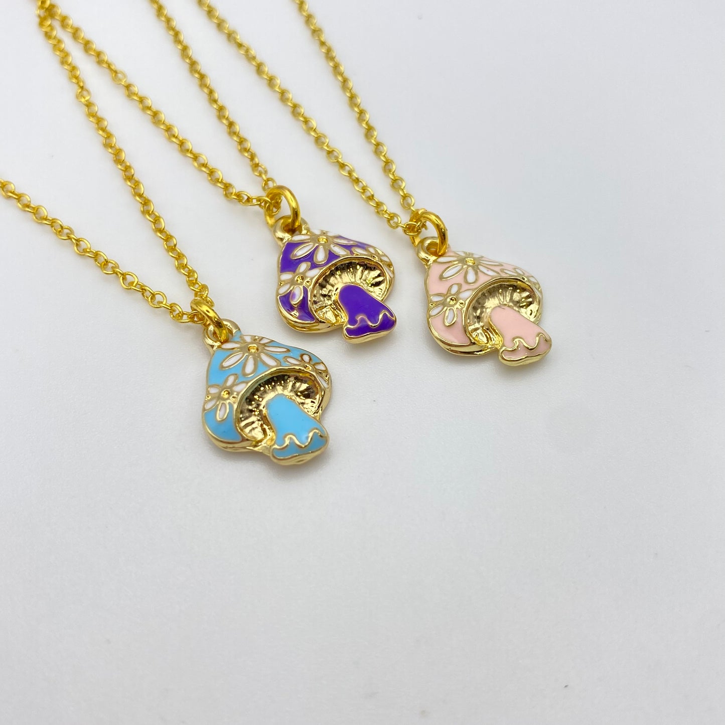 Colourful Gold Mushroom Necklaces