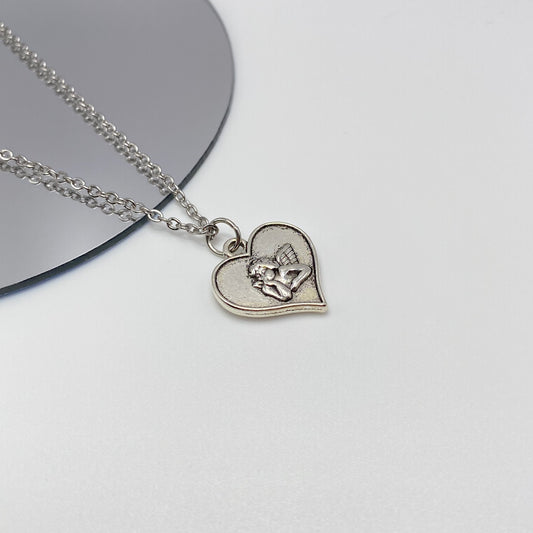 Cherub Angel Heart Necklace