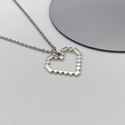 Pixel Block Heart Necklace