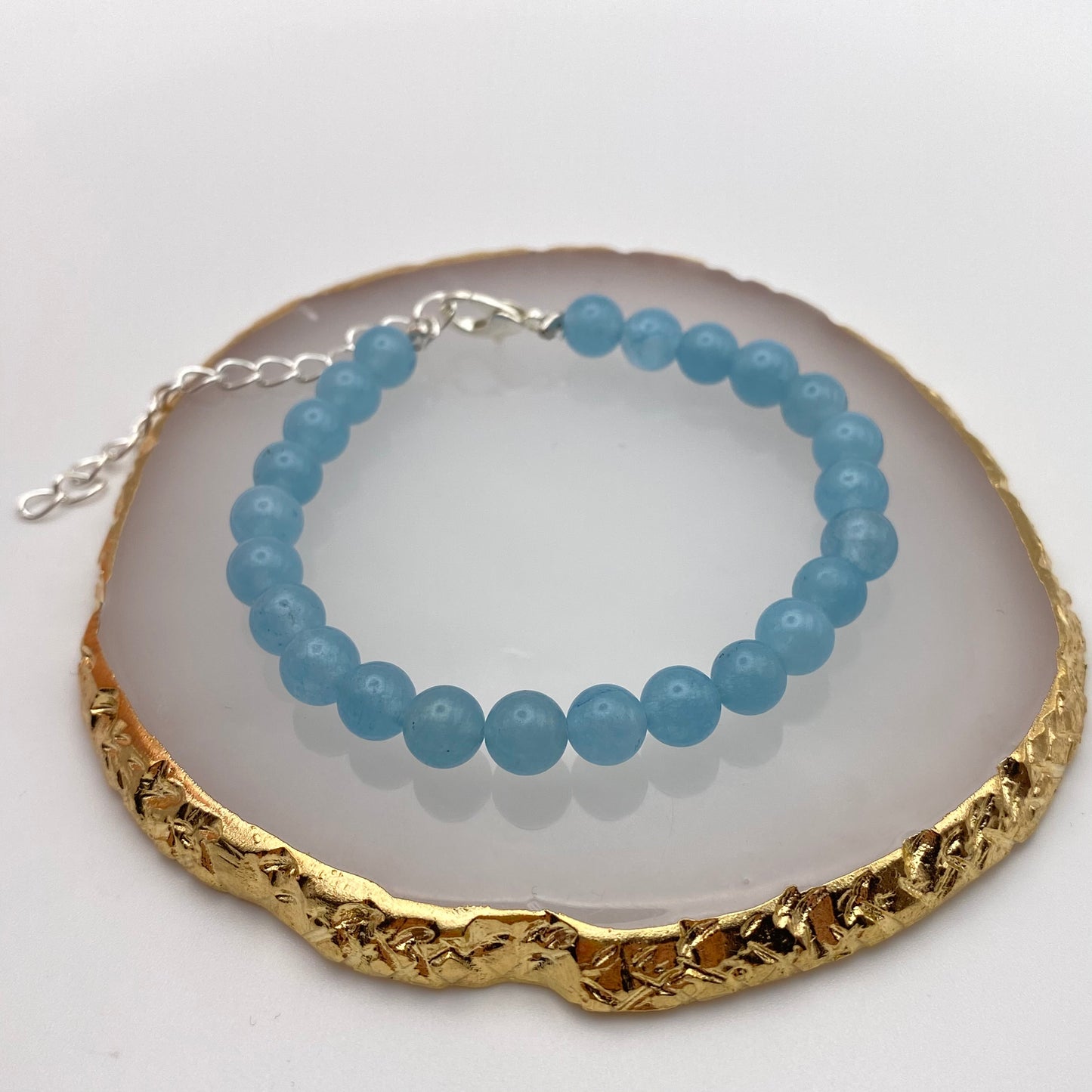 Round Blue Sponge Quartz Crystal Bracelet