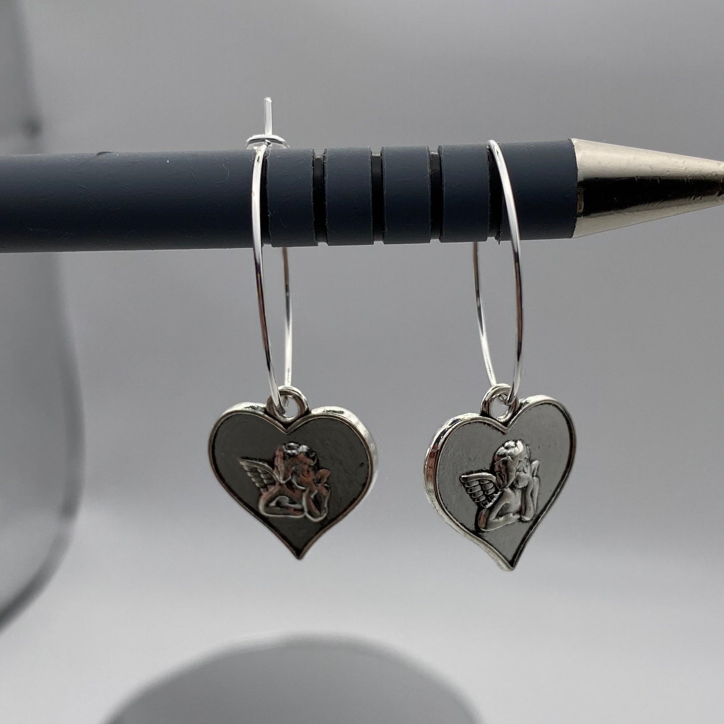 Cherub Heart Hoop Earrings