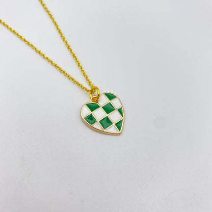 Checkered Heart Necklace