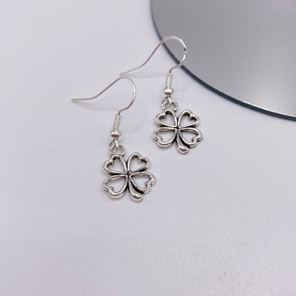 Heart Four Leaf Clover Earrings