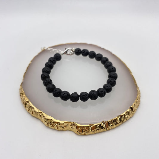 Round Black Lava Crystal Bracelet