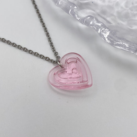 Pink Heart Burst Necklace