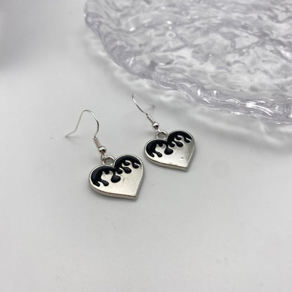 Black Flame Heart Earrings