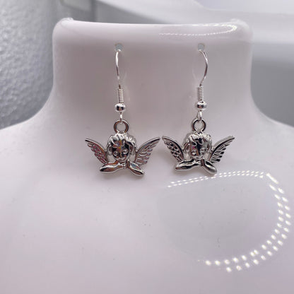 Silver Cherub Earrings