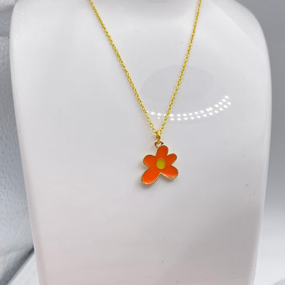 Groovy Orange Flower Necklace