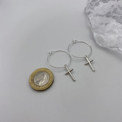 Cross Hoop Earrings