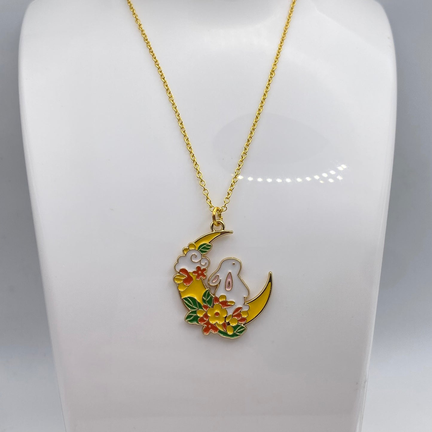 Moon Bunny Rabbit Necklace