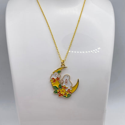 Moon Bunny Rabbit Necklace