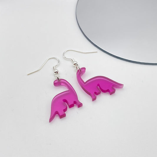 Purple Dinosaur Earrings