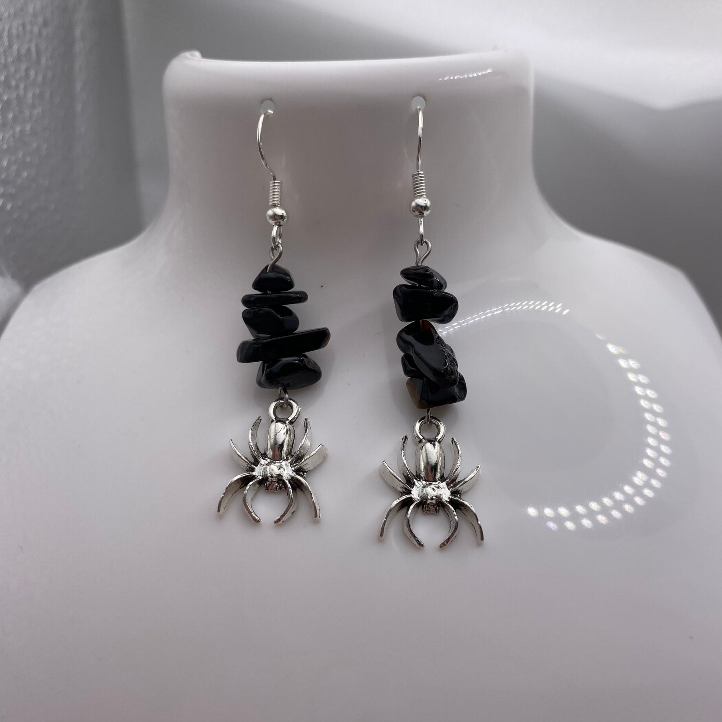 Spider Black Crystal Earrings