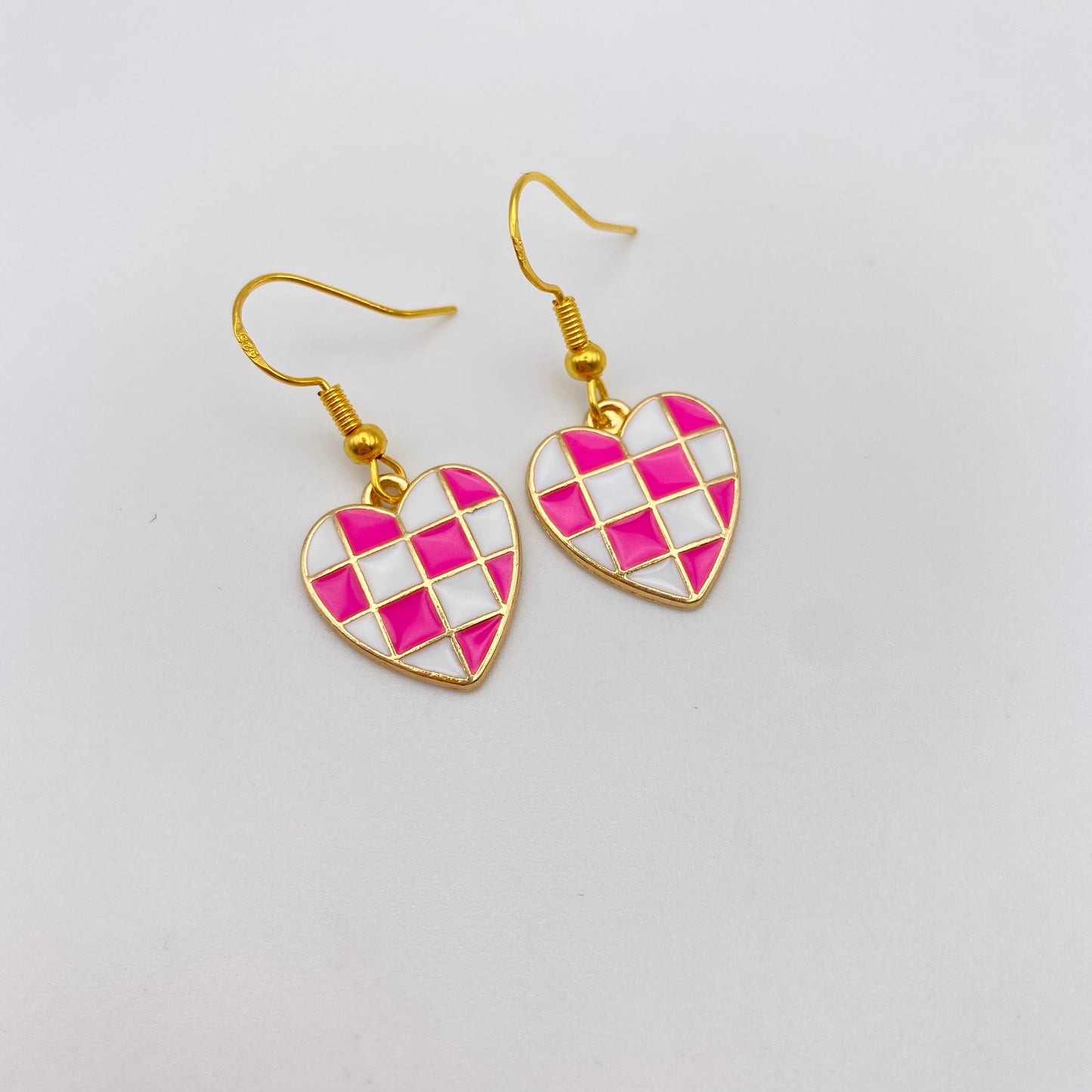 Checkered Heart Earrings