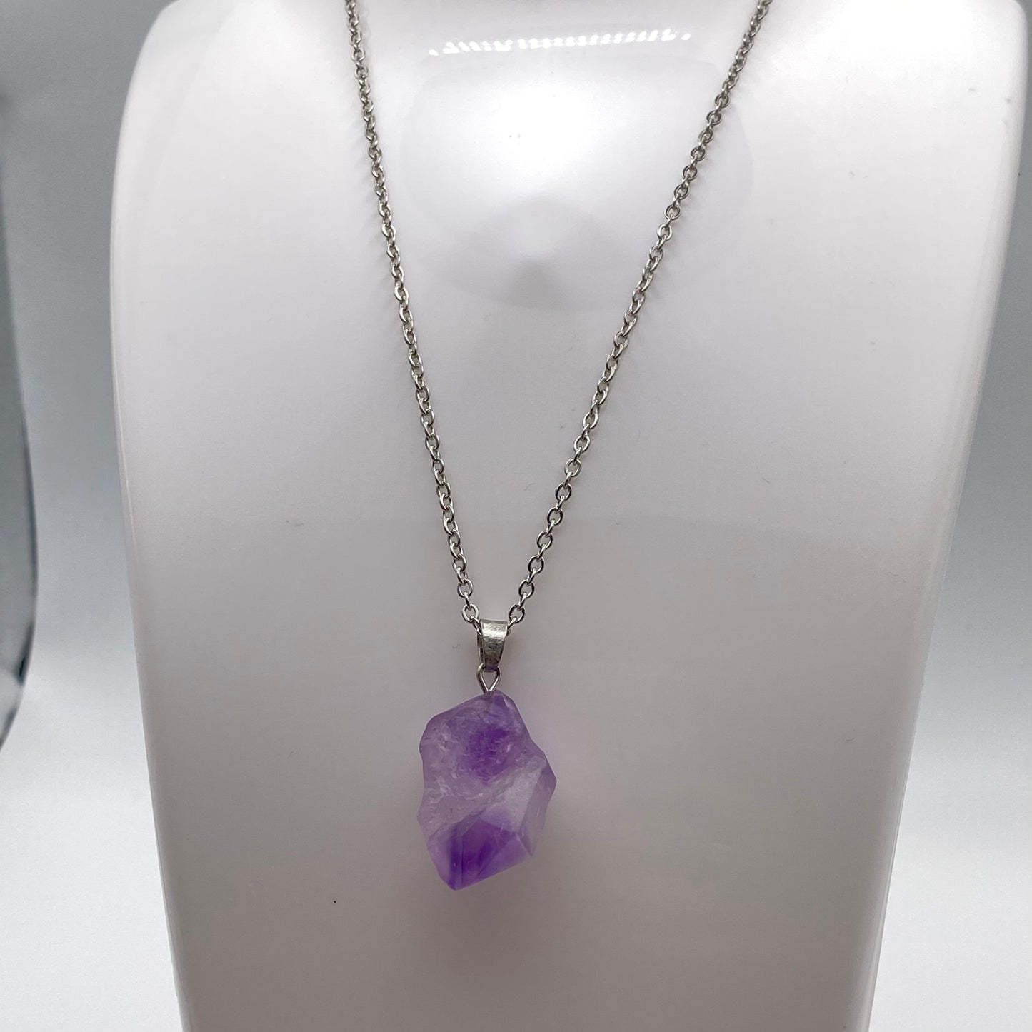 Amethyst Crystal Chunk Pendant Necklace