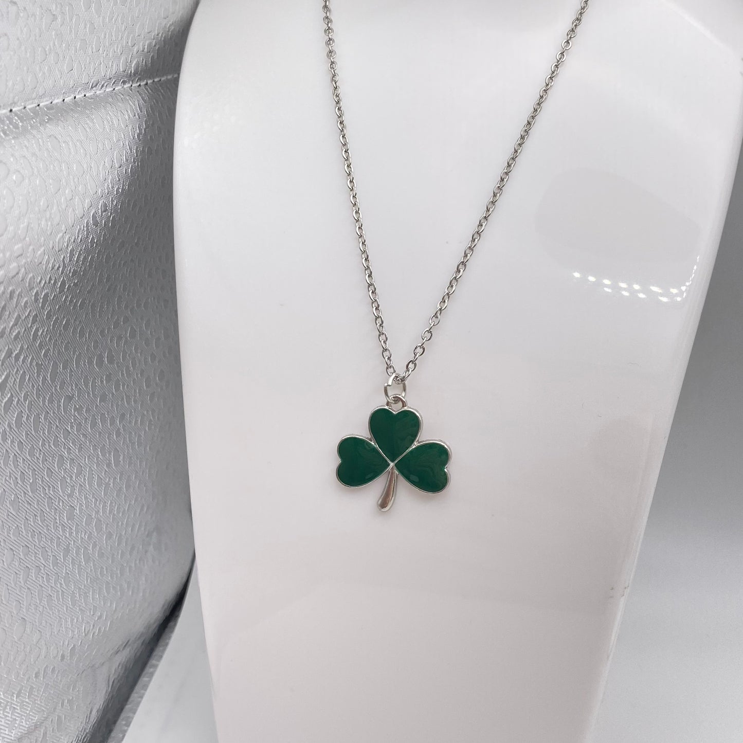 Green Three Leaf Clover Necklace