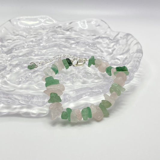 Rose Quartz and Green Aventurine Crystal Bracelet