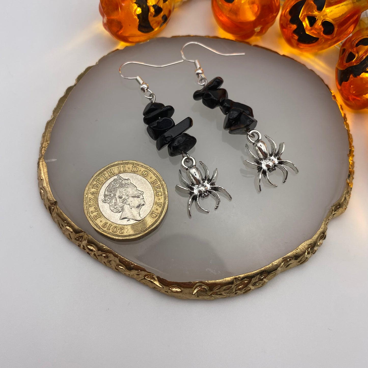 Spider Black Crystal Earrings
