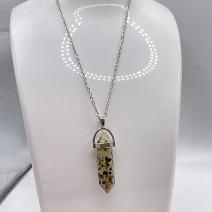 Dalmatian Jasper Crystal Pendant Necklace