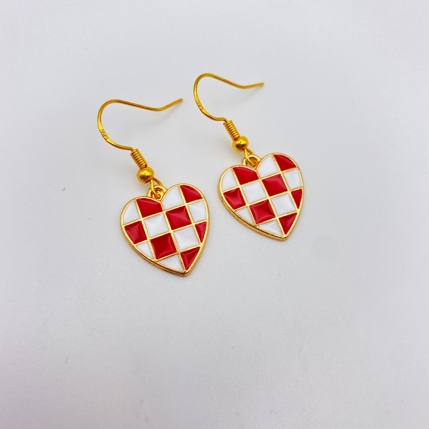 Checkered Heart Earrings