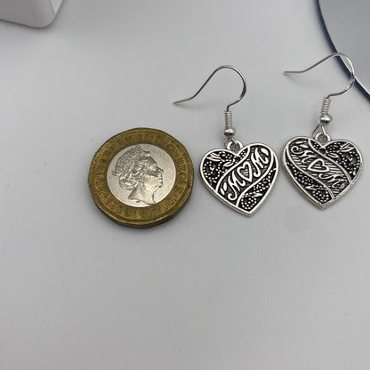 Mam/ Mum/ Mom Mother Heart Earrings