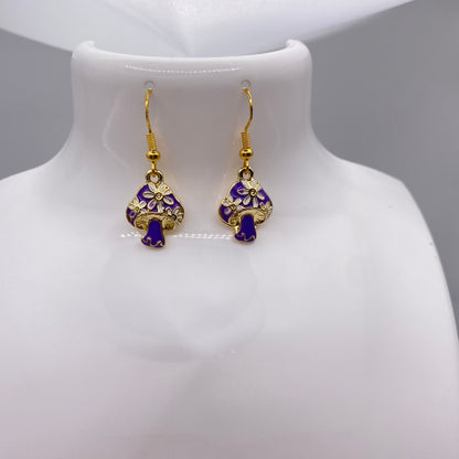 Colourful Gold Mushroom Earrings
