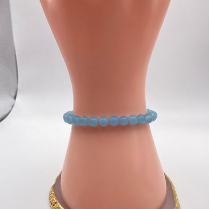 Round Blue Sponge Quartz Crystal Bracelet