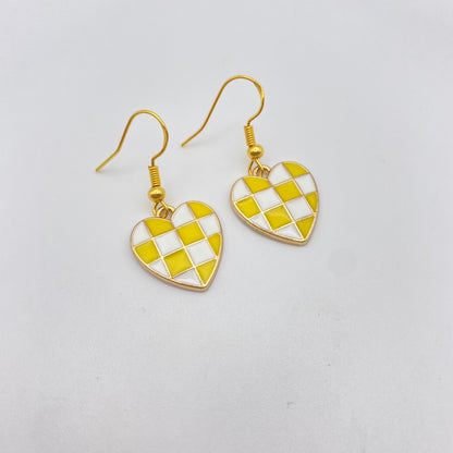 Checkered Heart Earrings