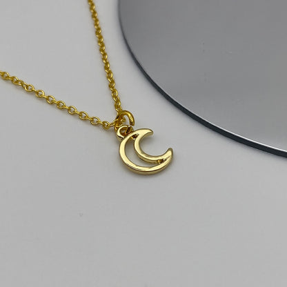 Small Gold Moon Necklace