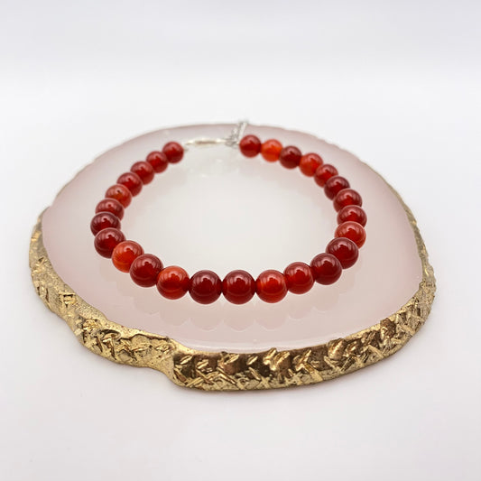 Round Red Carnelian Crystal Bracelet