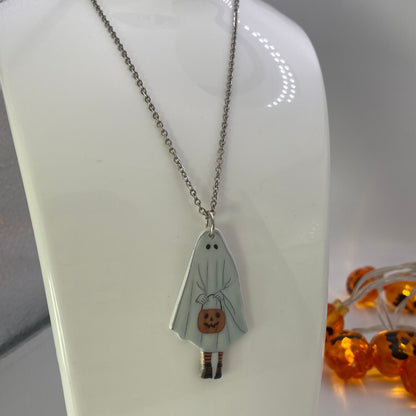 Trick or Treat Ghost Costume Necklace