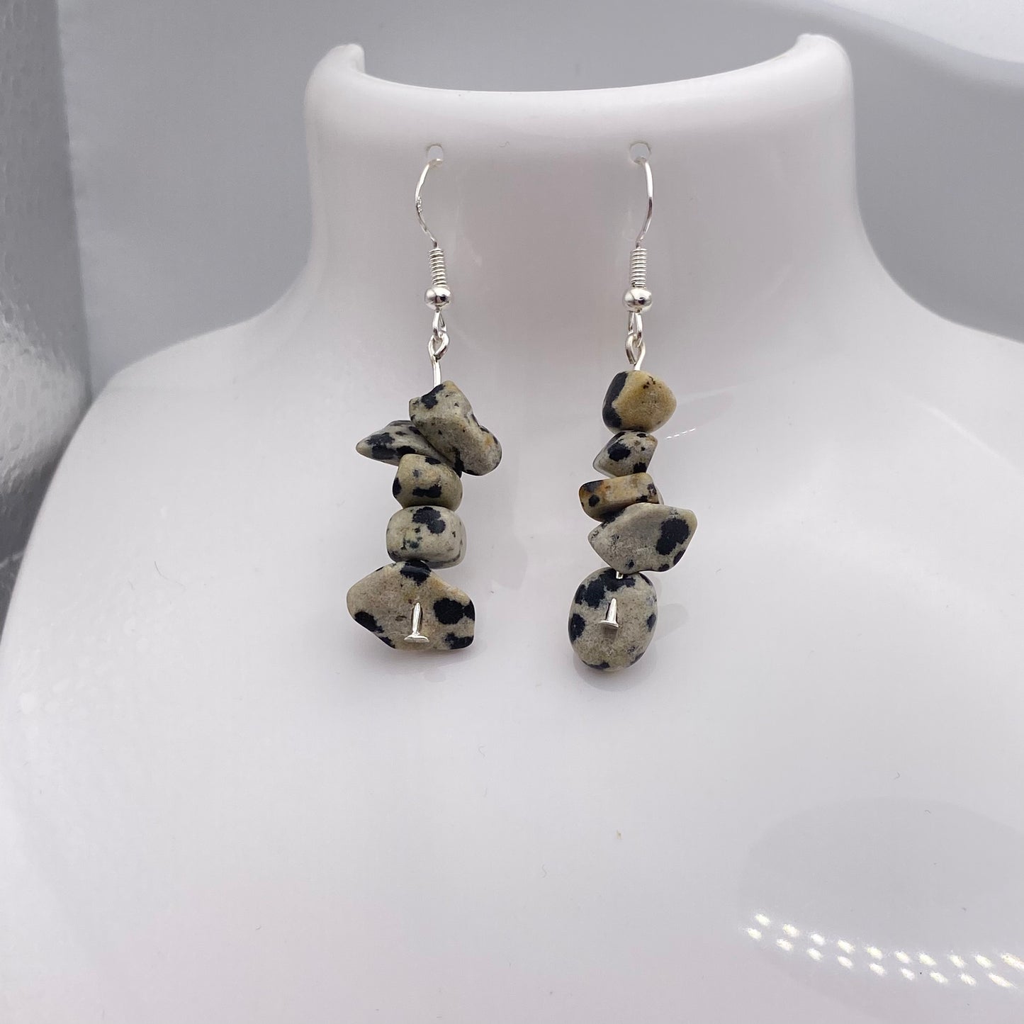 Dalmatian Jasper Crystal Earrings