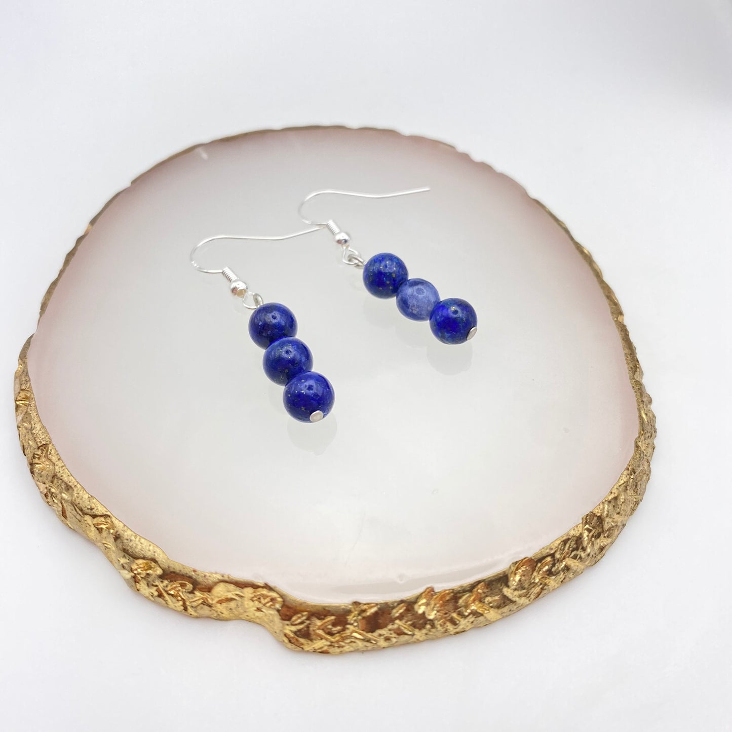 Round Sodalite Crystal Earrings