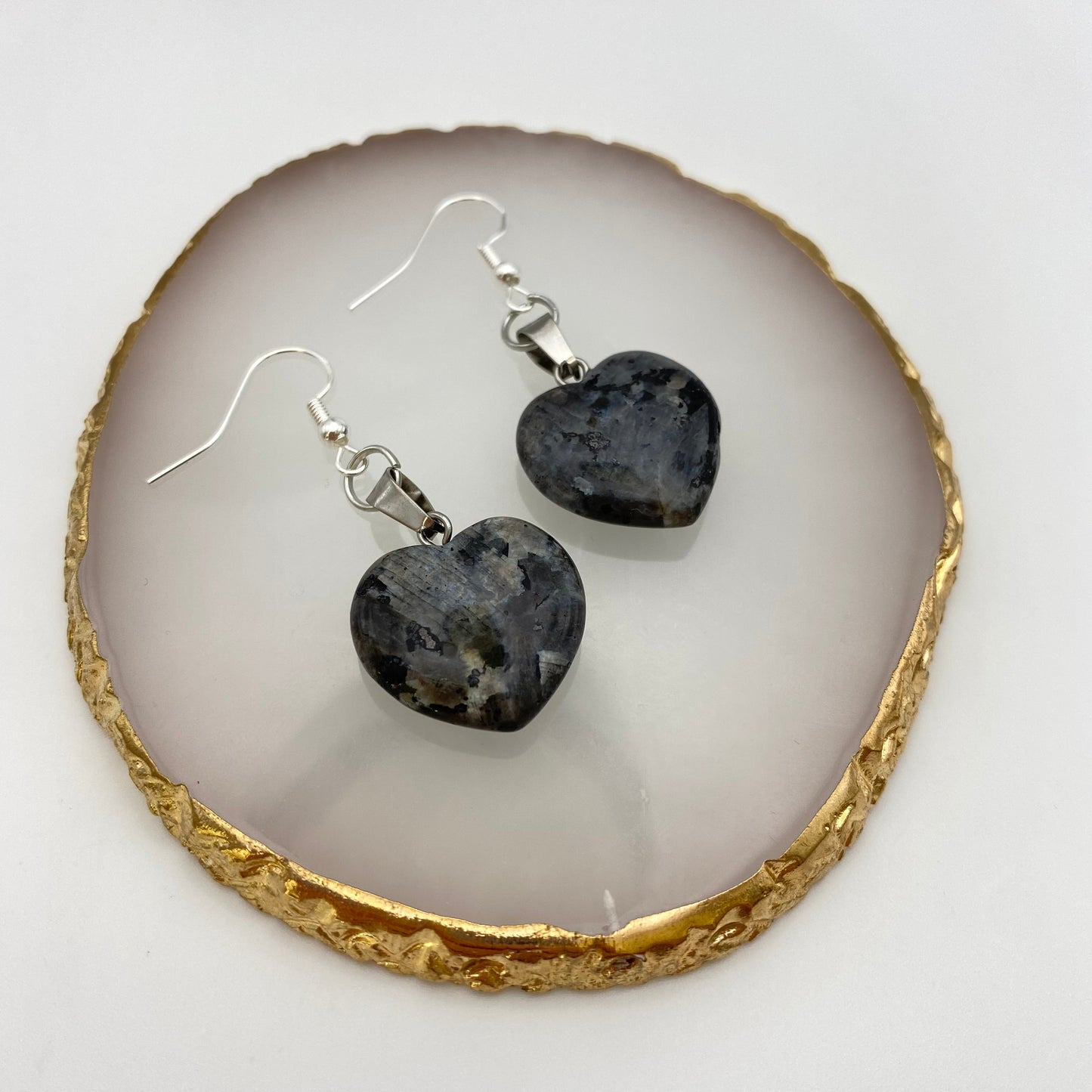 Labradorite Pendant Heart Earrings