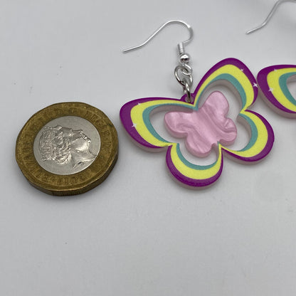 Groovy Purple Butterfly Earrings