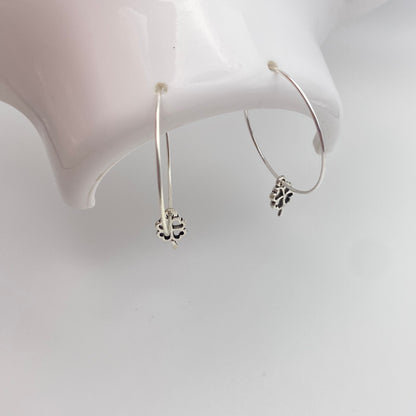 Small Four Leaf Clover Hoop Earrings