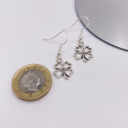 Heart Four Leaf Clover Earrings