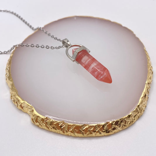 Cherry Quartz Crystal Pendant Necklace