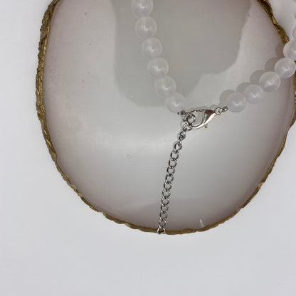 Round White Agate Crystal Bracelet