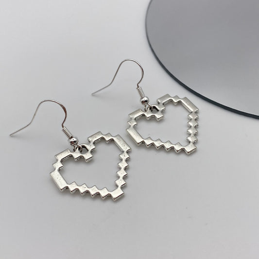 Pixel Block Heart Earrings