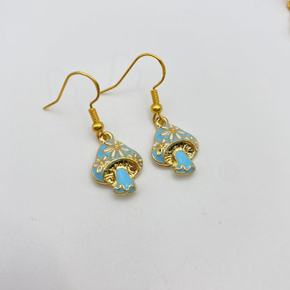 Colourful Gold Mushroom Earrings