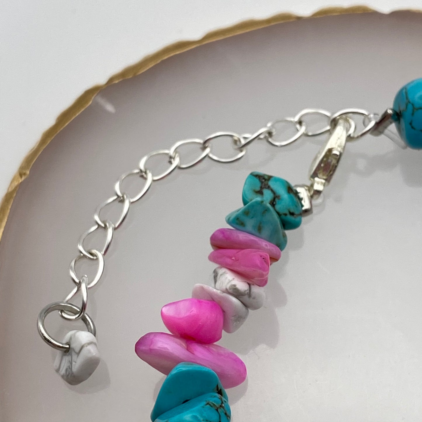 Blue, White and Pink Crystal Bracelet