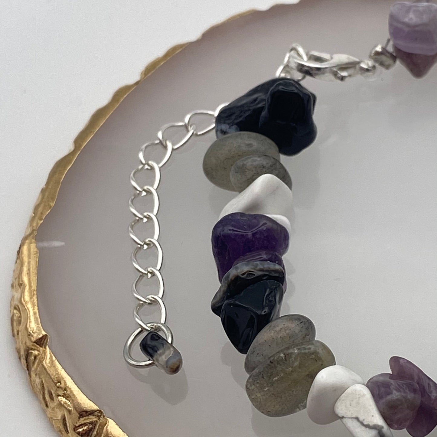 Black, Grey, White and Purple Crystal Bracelet