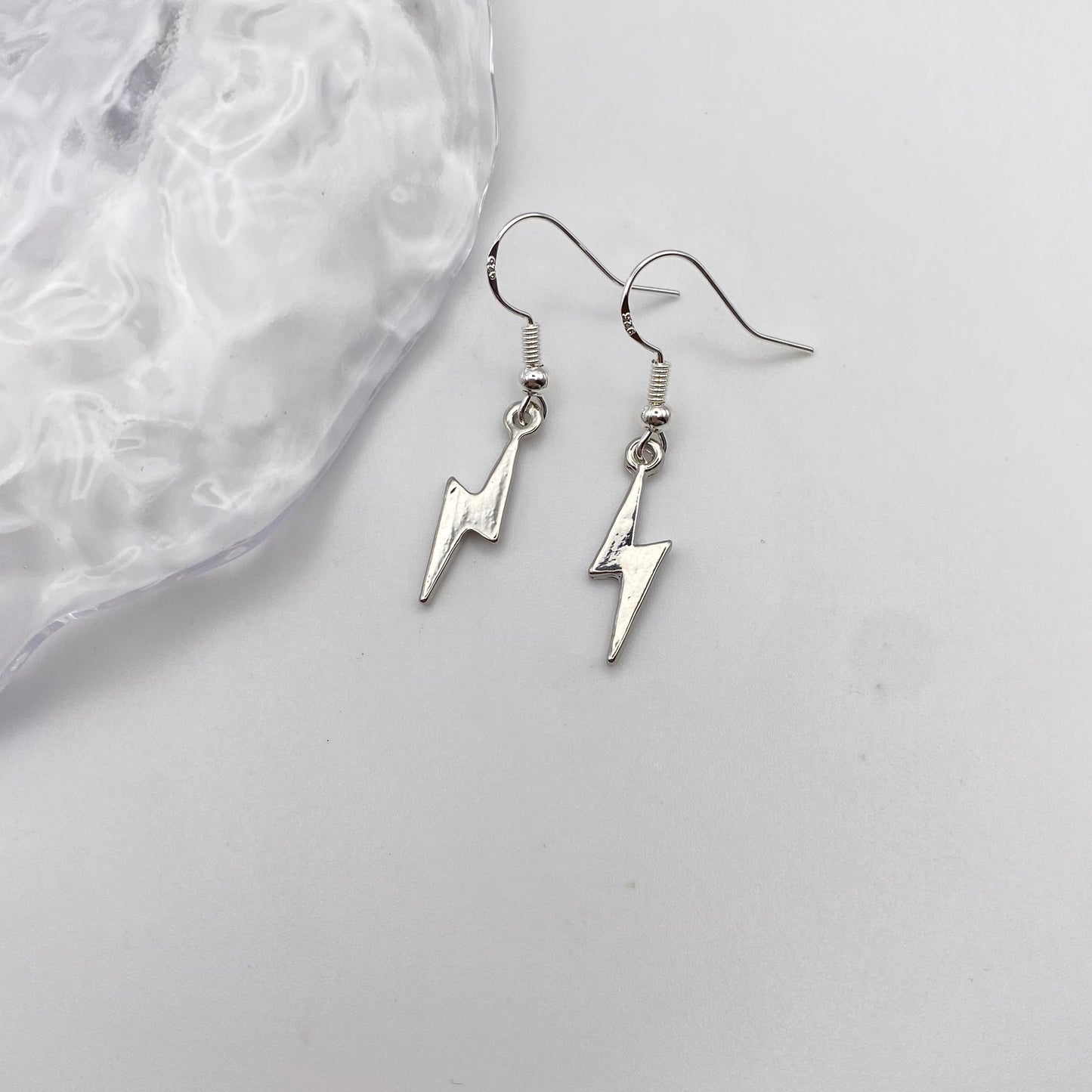 Silver Lightning Bolt Earrings