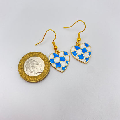 Checkered Heart Earrings