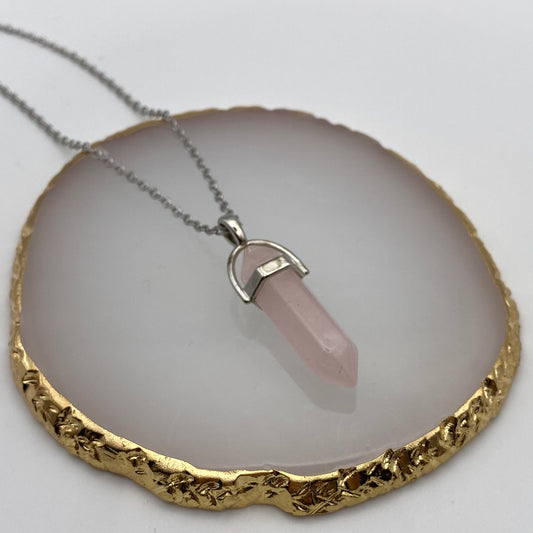 Rose Quartz Crystal Pendant Necklace